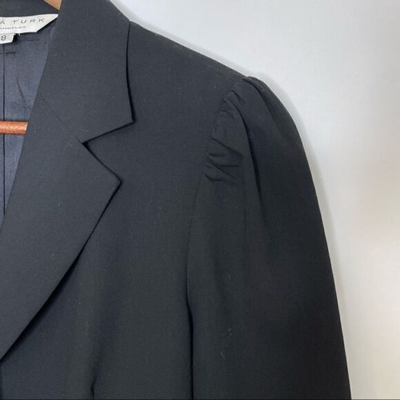 Trina Turk Two Button Blazer Ribbon Trim Black Size 8 - Picture 7 of 11